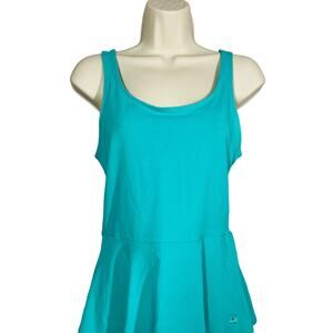 NEW! Express Jersey Knit Tank Empire Waist Peacock Green Peplum - S